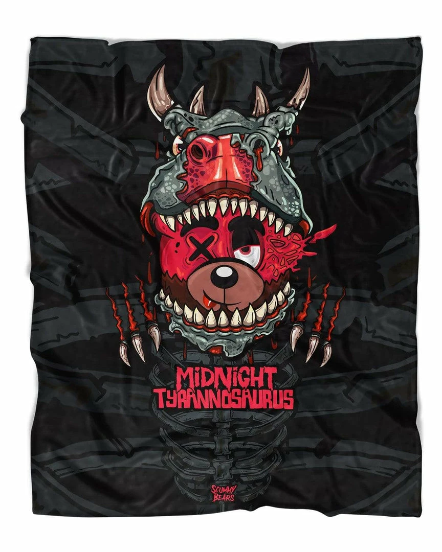 ACCESSORIES MIDNIGHT TYRANNOSAURUS X SCUMMY BEARS - BONEYARD - BLANKET 1 ACCESSORIES MIDNIGHT TYRANNOSAURUS X SCUMMY BEARS - BONEYARD - BLANKET