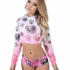 Scummy Bears BONDAGE BEARS (GOTH AF) - CROP HOODIE (BABYDOLL PINK) CLOTHES AND STUFF
