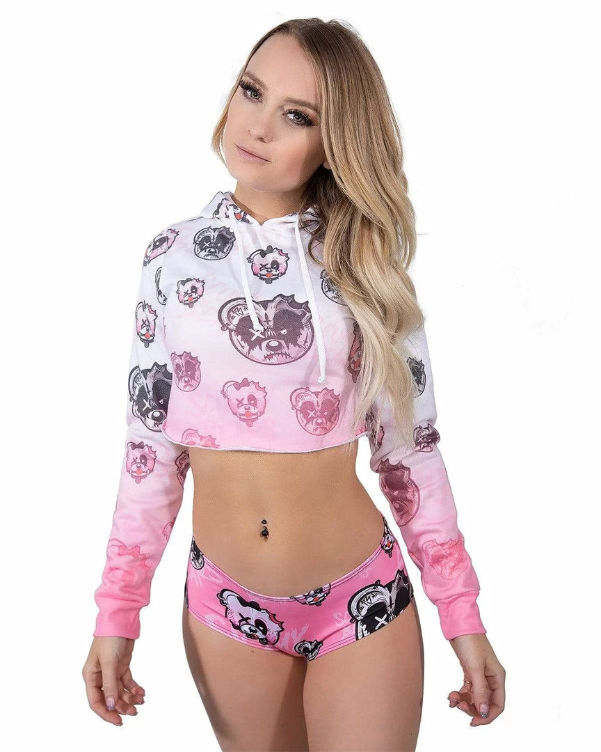 Scummy Bears BONDAGE BEARS (GOTH AF) - CROP HOODIE (BABYDOLL PINK) CLOTHES AND STUFF 1 Scummy Bears BONDAGE BEARS (GOTH AF) - CROP HOODIE (BABYDOLL PINK) CLOTHES AND STUFF