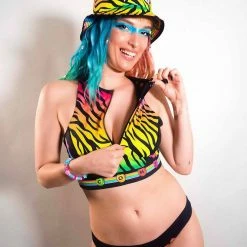 TOPS COM3T X SCUMMY BEARS - SPACE KANDI - ZIPPERED SPORTS BRA