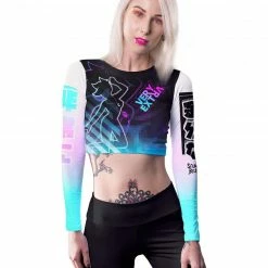 DION TIMMER X SCUMMY BEARS - FUTUREWAVE - LONG SLEEVE CROP TOP