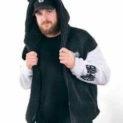 Scummy Bears CLOTHES AND STUFF FUZZY THINGZZ - OVERSIZED HIBERNATION JACKET (BLACK/WHITE)