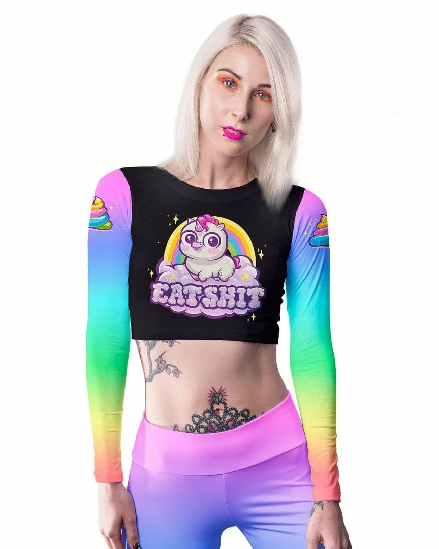 SCUMMY BEARS X MSEASY - EAT SHIT - LONG SLEEVE CROP TOP 1 SCUMMY BEARS X MSEASY - EAT SHIT - LONG SLEEVE CROP TOP