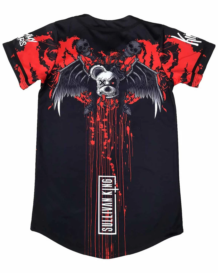 CLOTHES AND STUFF SULLIVAN KING X SCUMMY BEARS - SPINE COLLECTOR (BLACK) - BASEBALL JERSEY 1 CLOTHES AND STUFF SULLIVAN KING X SCUMMY BEARS - SPINE COLLECTOR (BLACK) - BASEBALL JERSEY