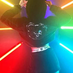 Scummy Bears OISHI - BEAR METAL - FUZZY THINGZZ CROP HOODIE (BLACK) CLOTHES AND STUFF