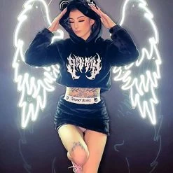 Scummy Bears OISHI - BEAR METAL - FUZZY THINGZZ CROP HOODIE (BLACK) CLOTHES AND STUFF