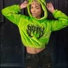 Scummy Bears CLOTHES AND STUFF OISHI - BEAR METAL - FUZZY THINGZZ CROP HOODIE (NEON GREEN)