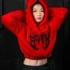 Scummy Bears OISHI - BEAR METAL - FUZZY THINGZZ CROP HOODIE (RED) CLOTHES AND STUFF
