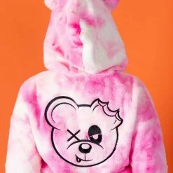 Scummy Bears OISHI - BEAR METAL - FUZZY THINGZZ CROP HOODIE (STRAWBERRY SHERBET)