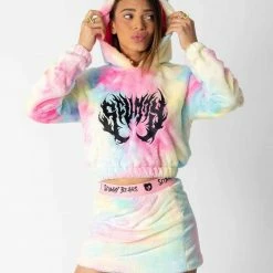 Scummy Bears OISHI - BEAR METAL - FUZZY THINGZZ CROP HOODIE (UNICORN)