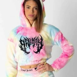 Scummy Bears OISHI - BEAR METAL - FUZZY THINGZZ CROP HOODIE (UNICORN)