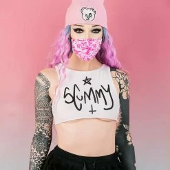 Scummy Bears SCUMMY DOODLE (WHITE) - SHORT CROP TANK