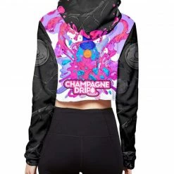 CHAMPAGNE DRIP X SCUMMY BEARS - BOTTLE DROP (NIGHT CLUB) - CROP HOODIE TOPS
